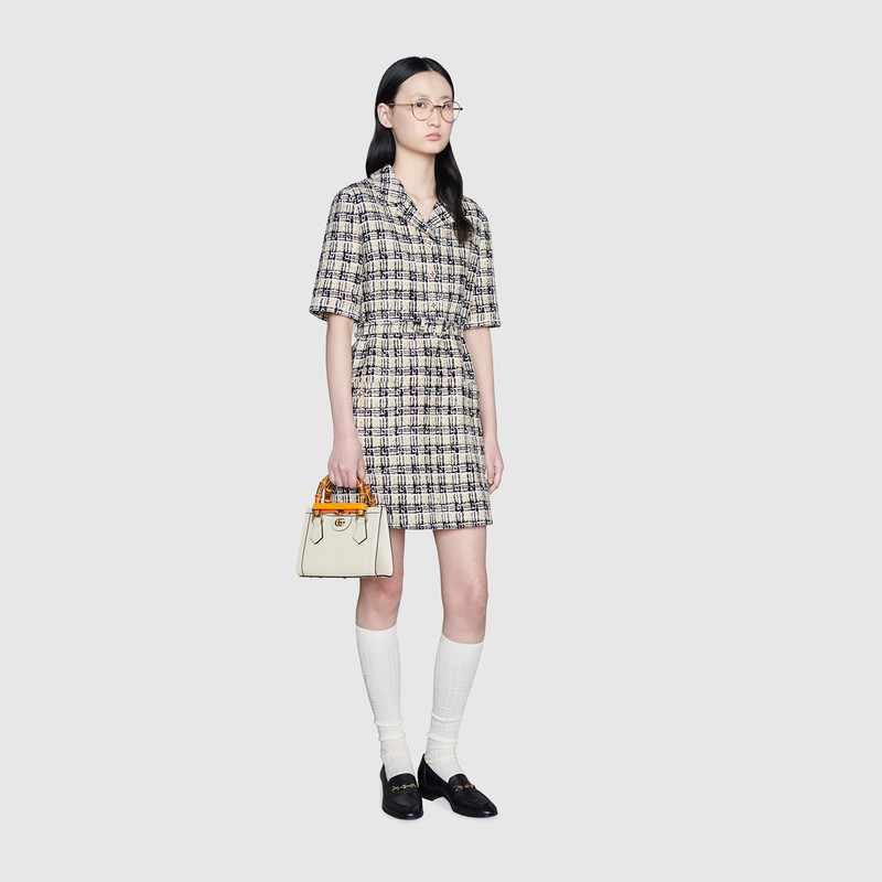 Gucci Diana Mini Leather Tote Bag In White