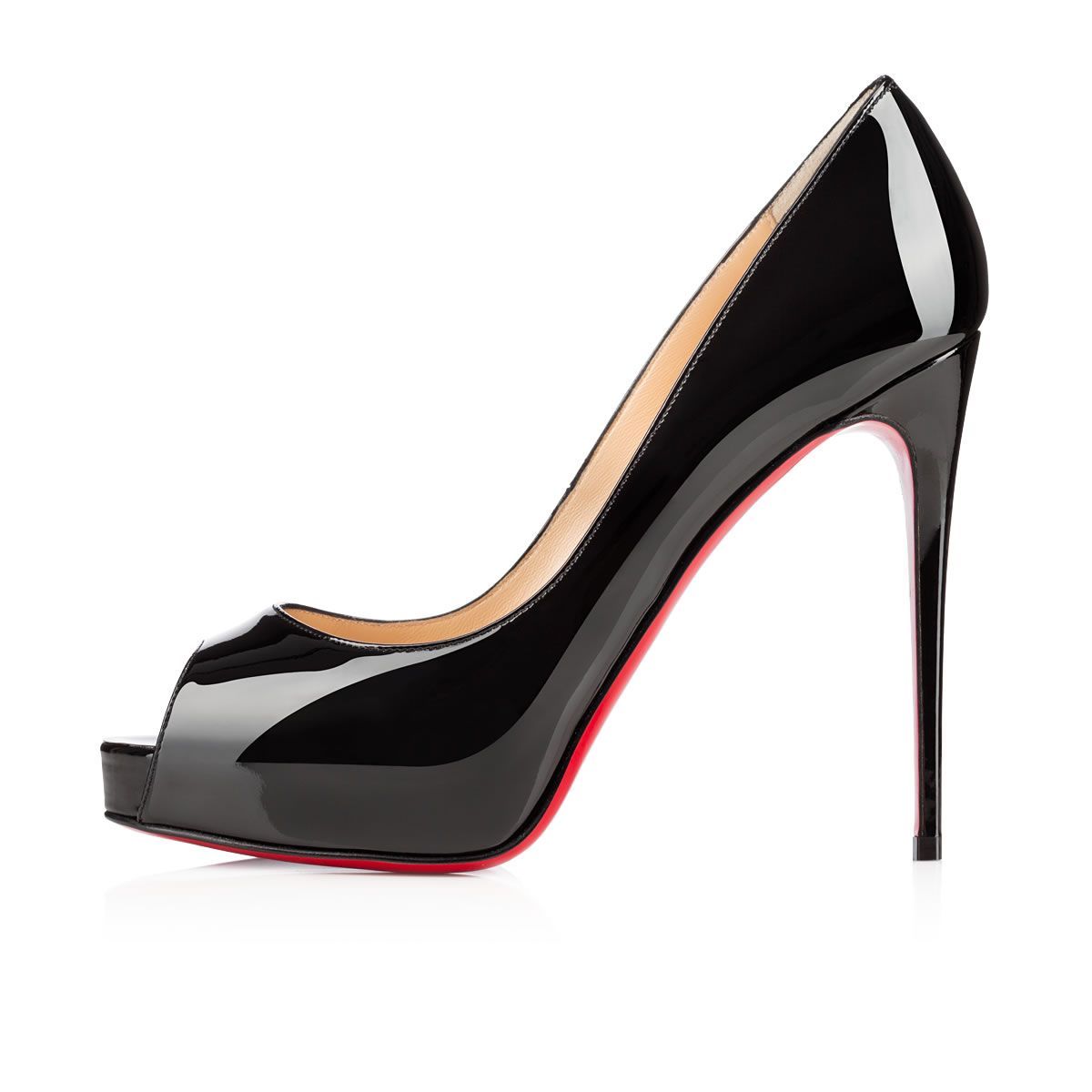 Christian Louboutin New Very Prive Patent Red Sole Pumps In Black