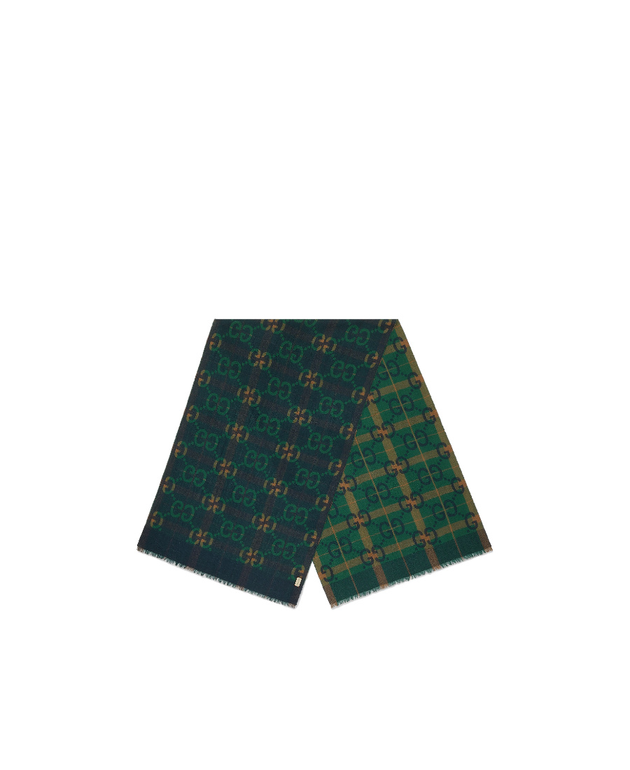 GUCCI GG-PATTERN WOOL SCARF