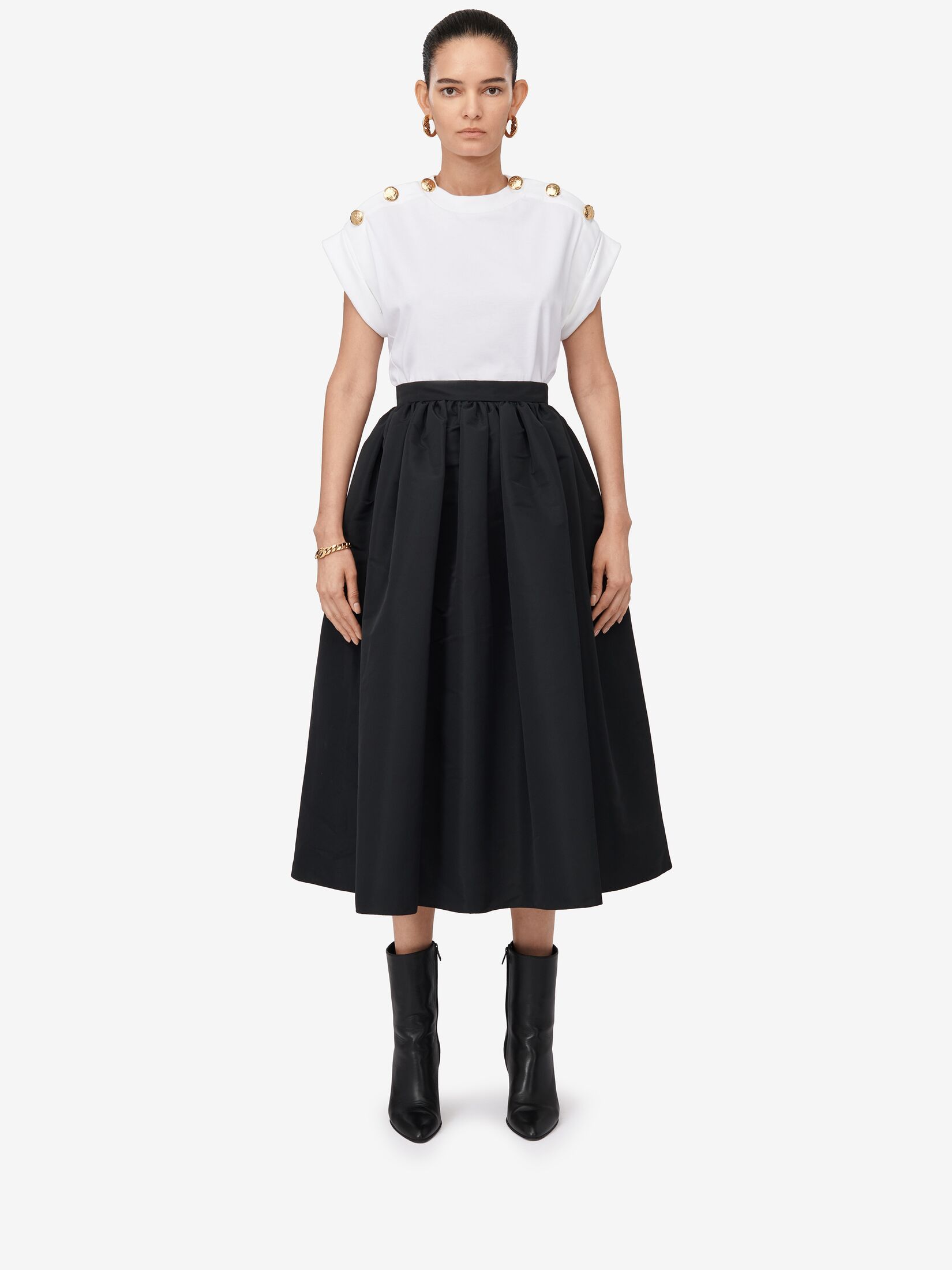 Alexander Mcqueen Seal Button-embellished T-shirt In White