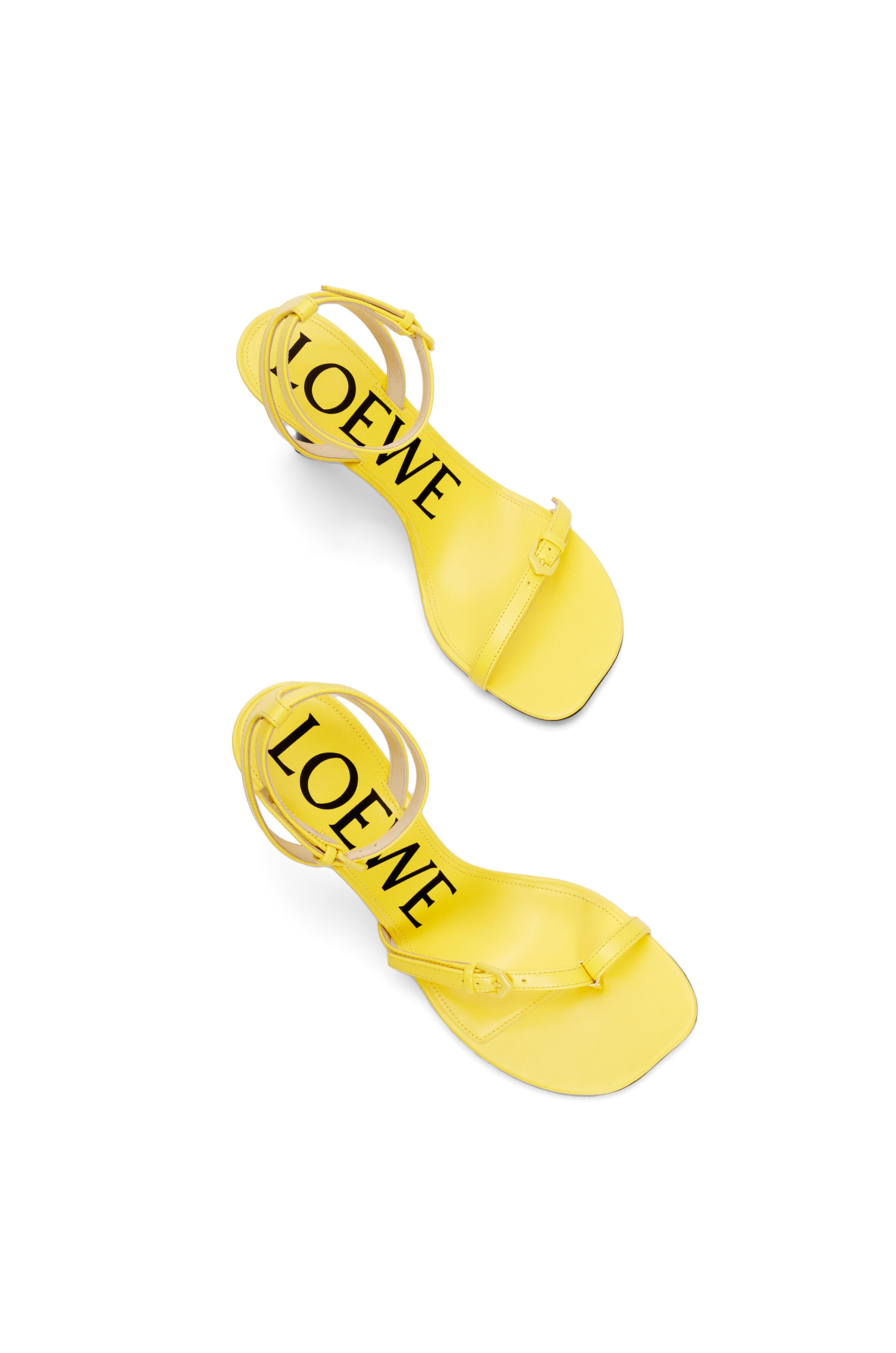 Loewe Open Toe Leather Petal Sandals With Stiletto Heel In Yellow