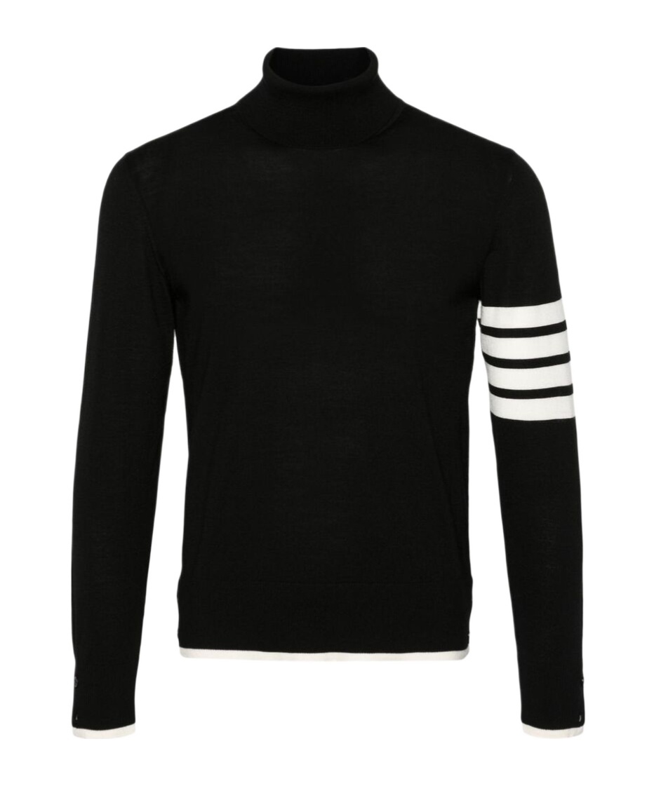 Thom Browne 4-bar Roll-neck Wool Jumper In Black