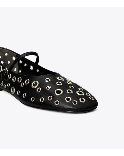 Shop Tory Burch Eyelet-embellished Ballet Flats In Black