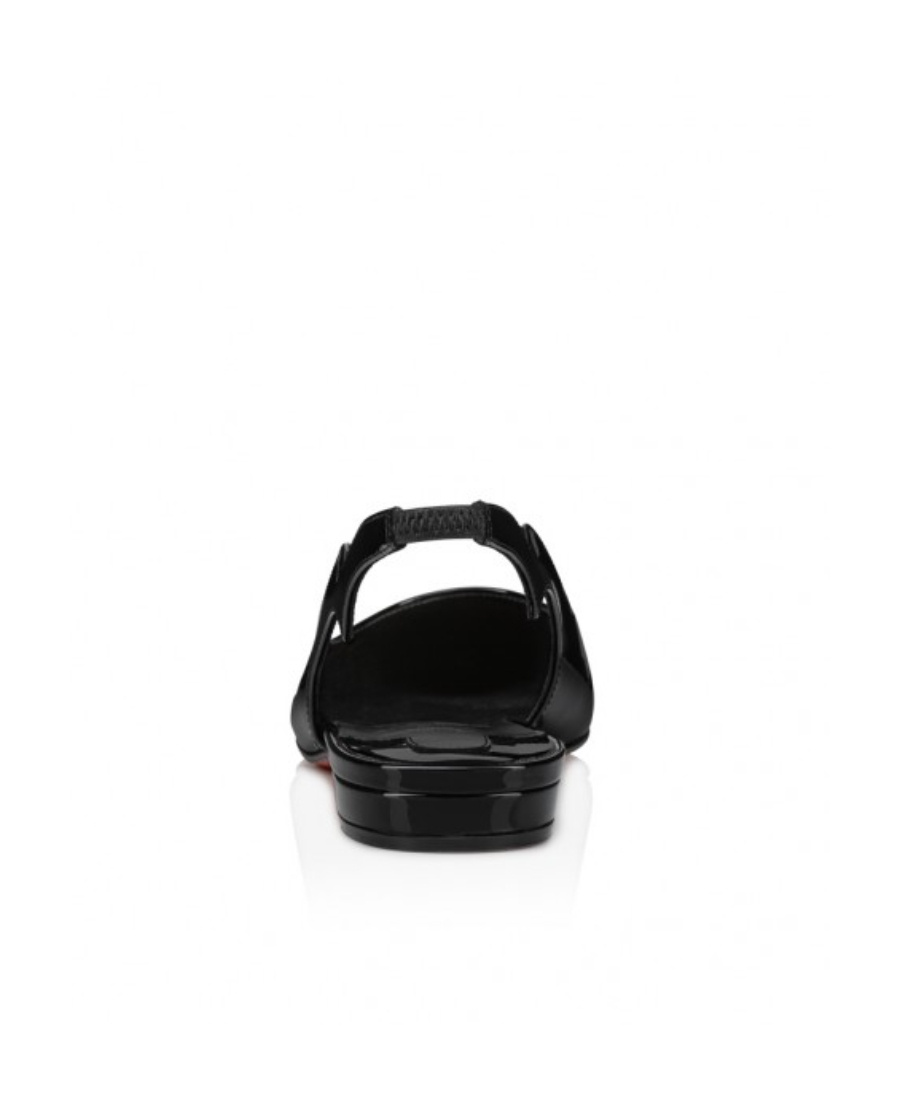Christian Louboutin Hot Chickita Patent Red Sole Slingback Flats In Black