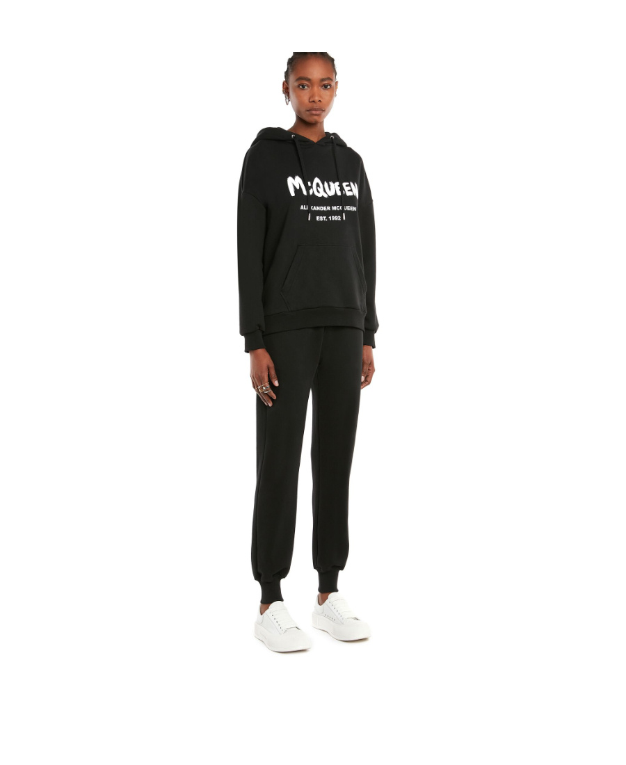Alexander Mcqueen Logo-print Hoodie In Black
