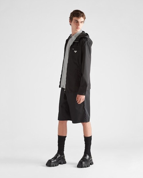 Prada Re-nylon Enamel Triangle-logo Jacket In Black