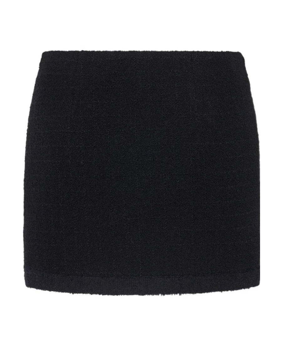 Alessandra Rich Black Checked Tweed Boucle Mini Skirt In Black