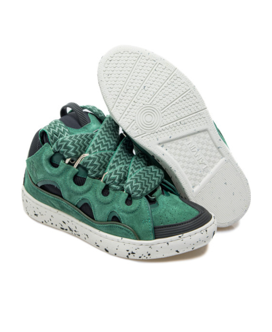 Lanvin Curb Lace-up Sneakers In Green