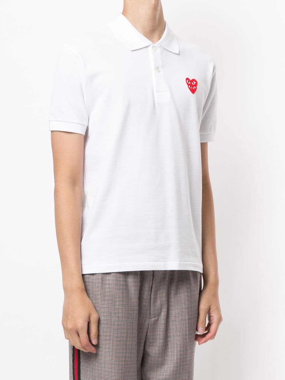 Comme Des Garçons Play Chest Logo-patch Polo Shirt In White