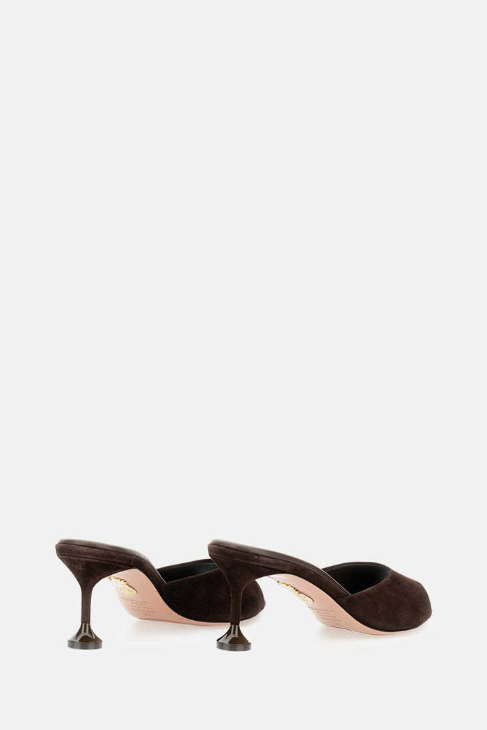 Aquazzura 65mm Bisous Fluted-heel Suede Sandals In Black