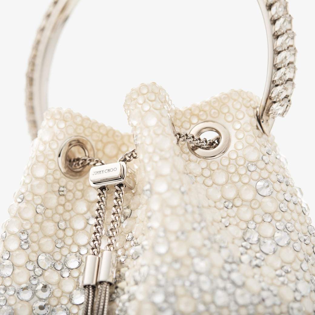 Jimmy Choo Bon Bon Bucket Bag In White