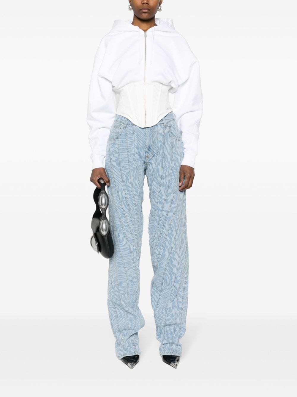 Mugler Star-print Tapered Jeans In Blue