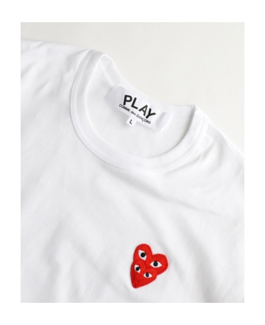 Comme Des Garçons Play Embroidered Logo T-shirt In White