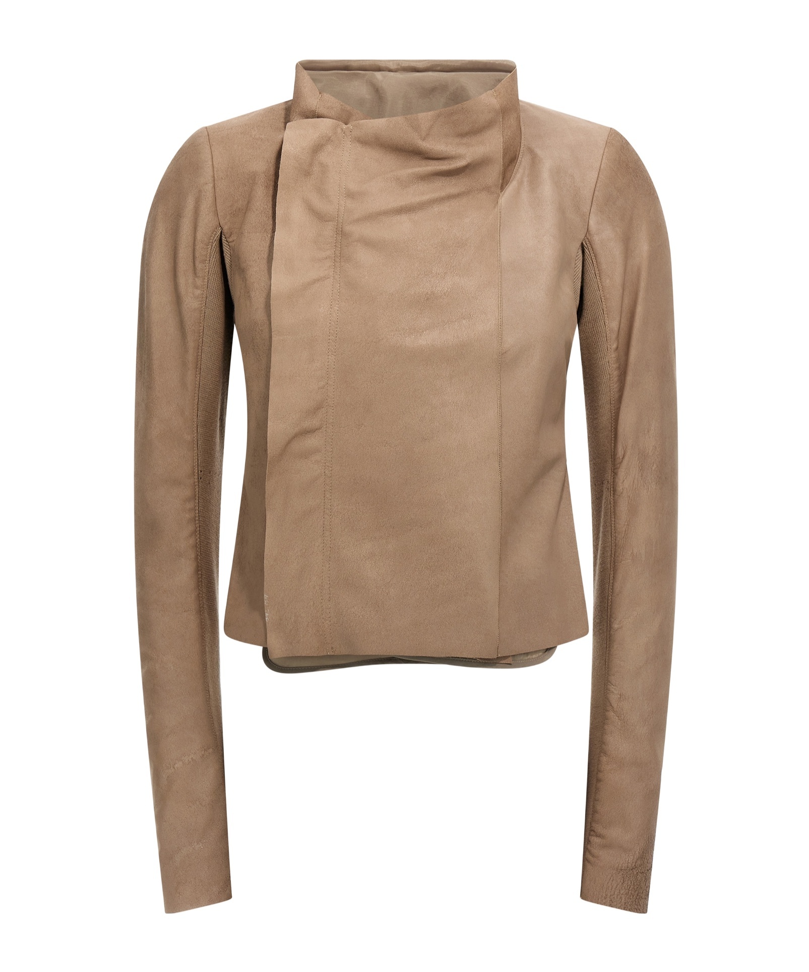 Rick Owens Low Neck Biker Casual Jackets And Parka Pink In Brown