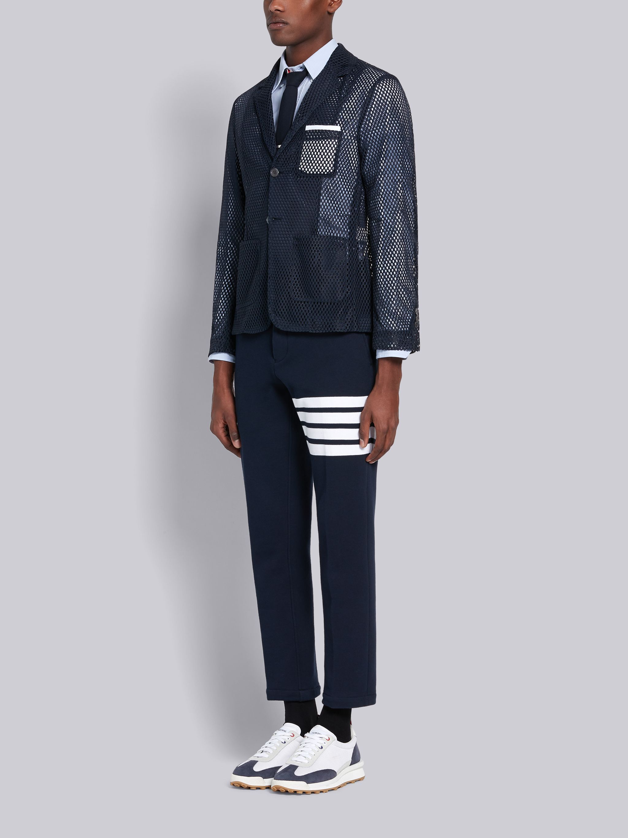 Thom Browne Tech Runner In Fine Kid Suede In White