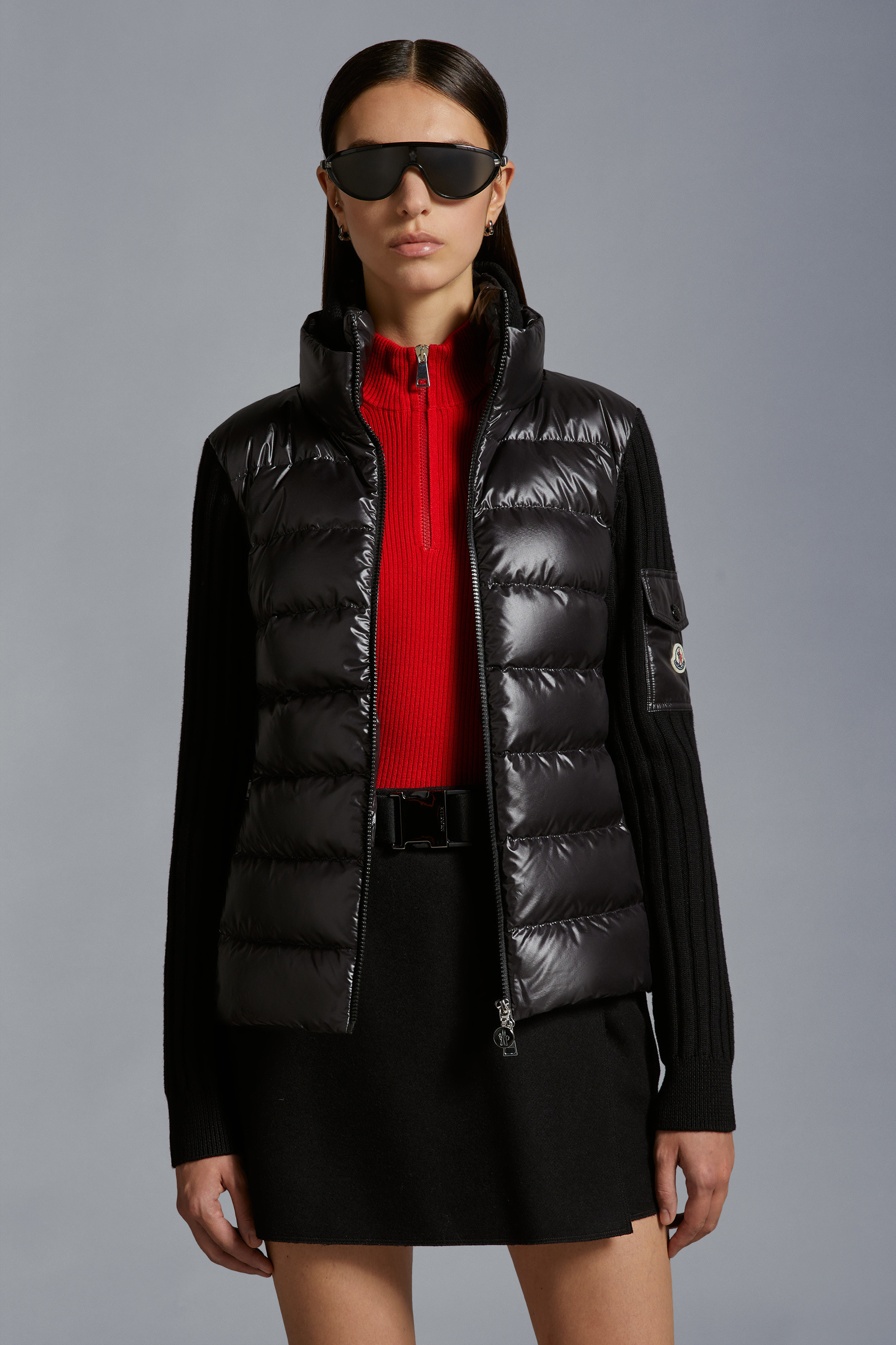 Moncler Padded Cardigan Jacket In Black
