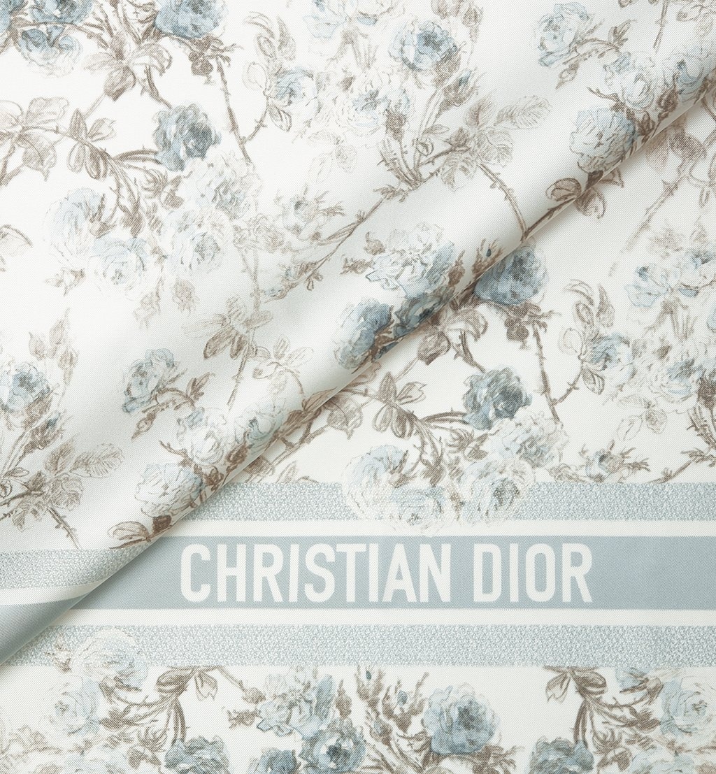 Dior Rosier De 90 Square Scarf In Gray
