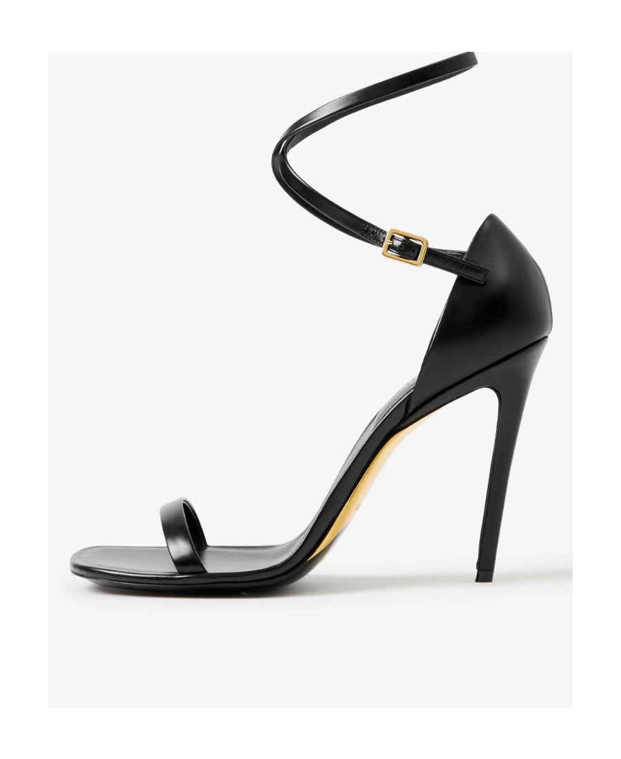 Shop Burberry Stiletto-heel 100mm Leather Sandals In Black