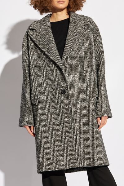 Moschino Single-breasted Herringbone Coat In Gray