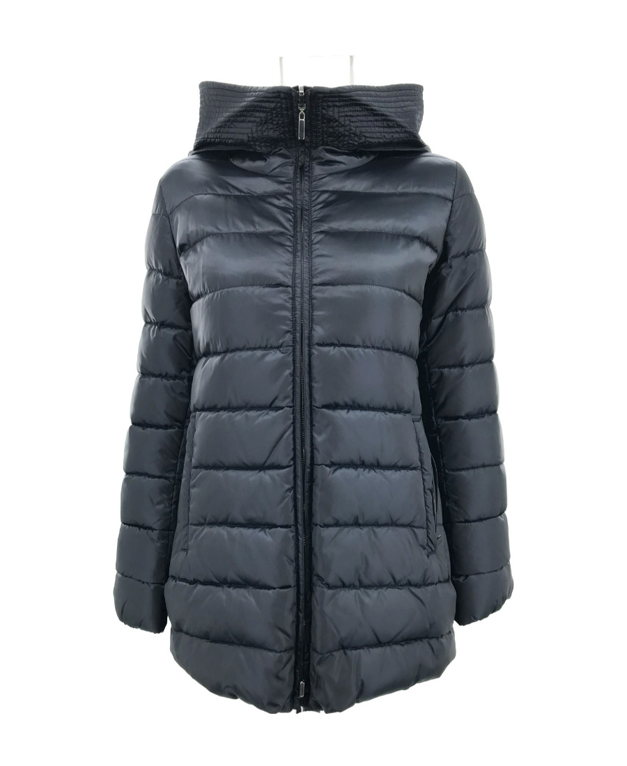 Max Mara Long-sleeved Hooded Down Jacket In Black