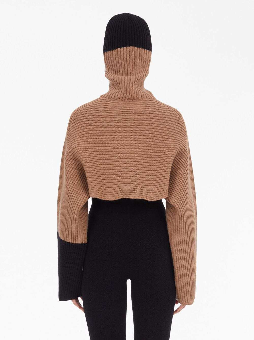 Ferragamo Colour-block Ribbed Jumper In Brown