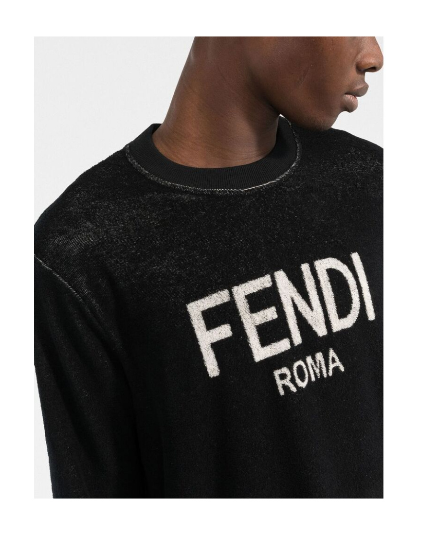 Fendi Logo-print Fleece Sweatshirt In Black
