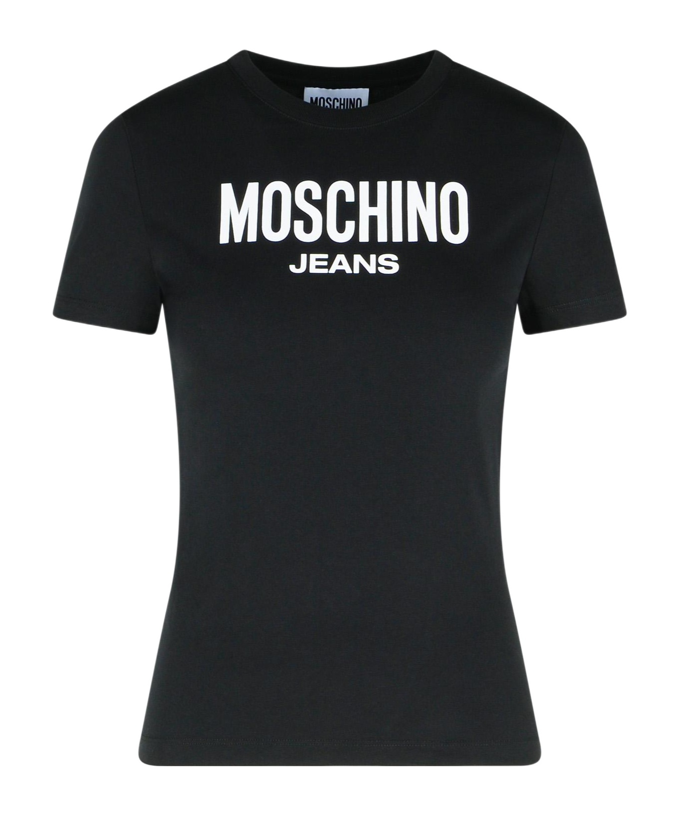 Moschino Crew Neck Slim Fit Short Sleeves Top In Black