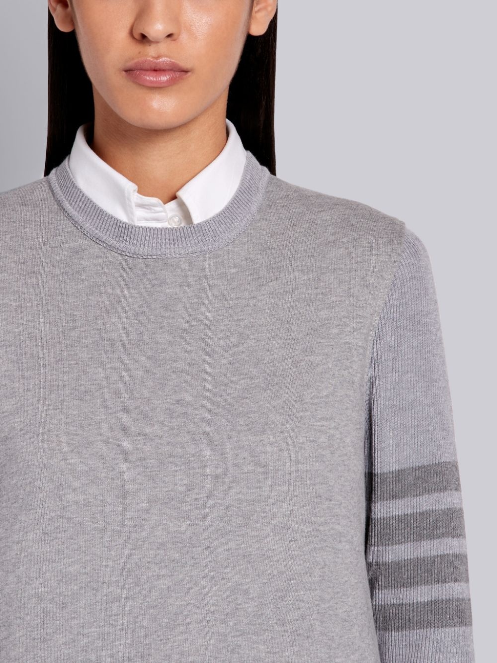Thom Browne Tonal 4-bar Loopback Sweatshirt In Gray
