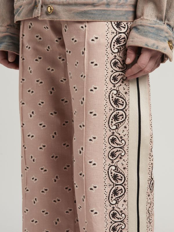 Shop Palm Angels Paisley-printed Side Stripe Detailed Trousers In Nude