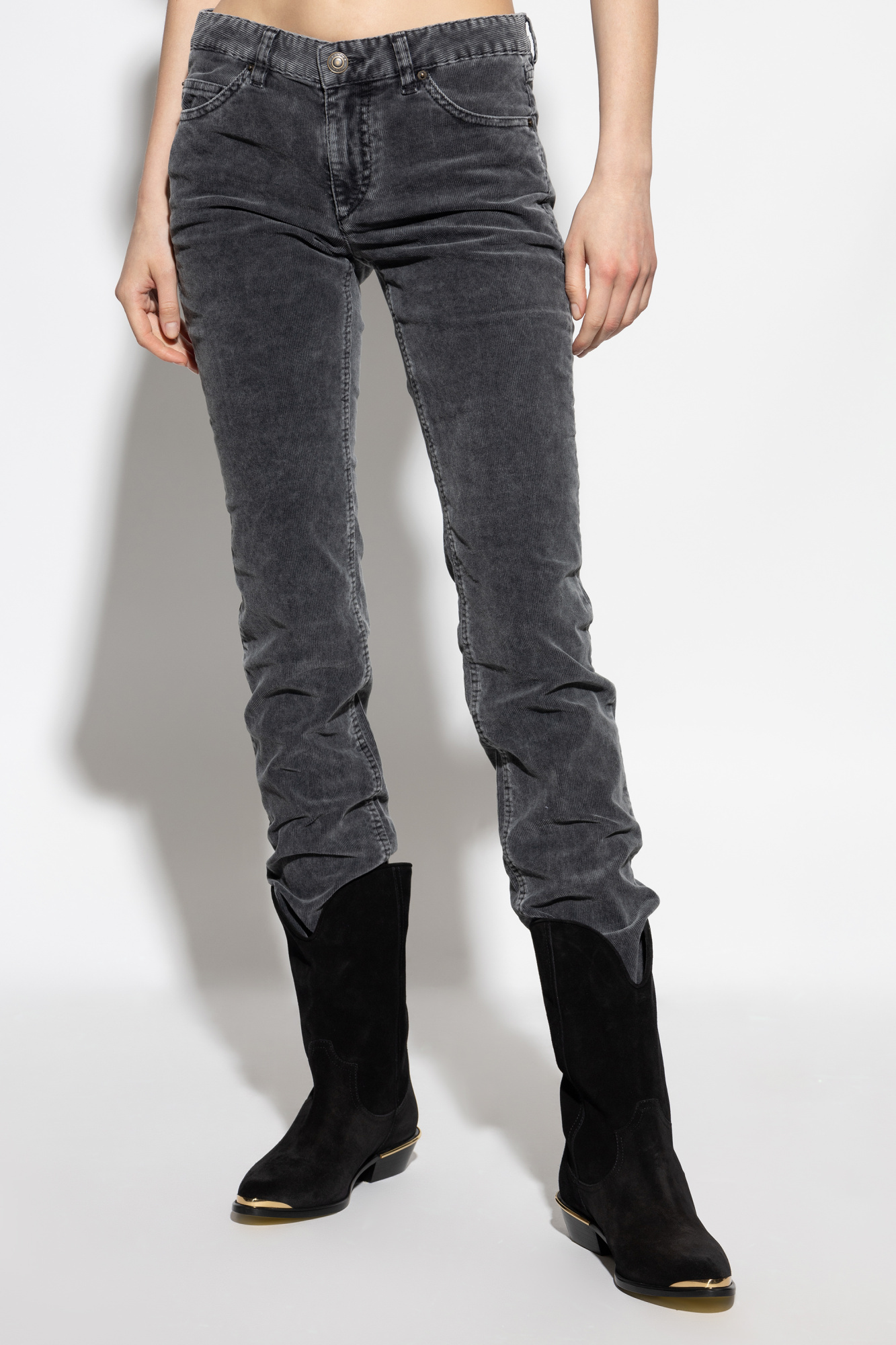 Isabel Marant Étoile Logo-patch Corduroy Trousers In Blue