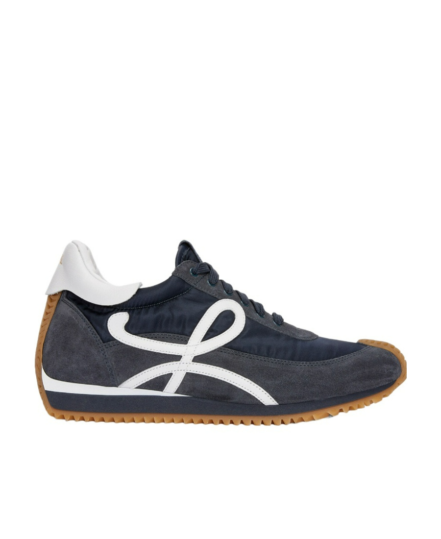 Loewe Flow Runner Suede-trimmed Sneakers In Blue