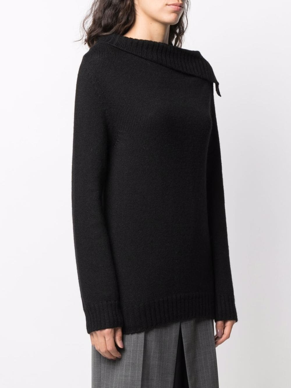 Ann Demeulemeester Asymmetrical Cowl-neck Jumper In Black