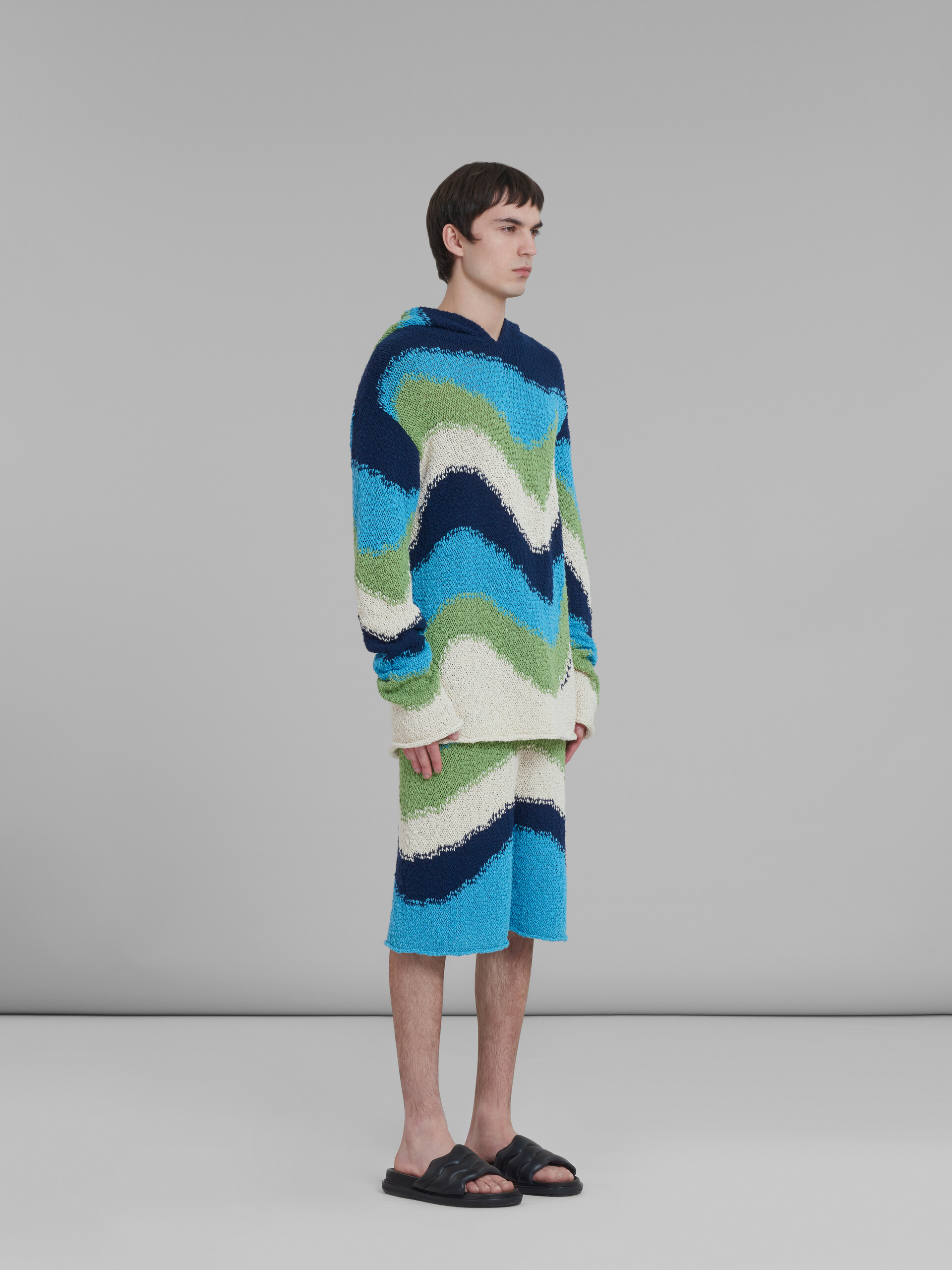 Shop Marni Blue Cotton Jumper With Hood