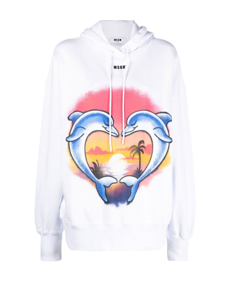 Msgm Graphic-print Hoodie In White