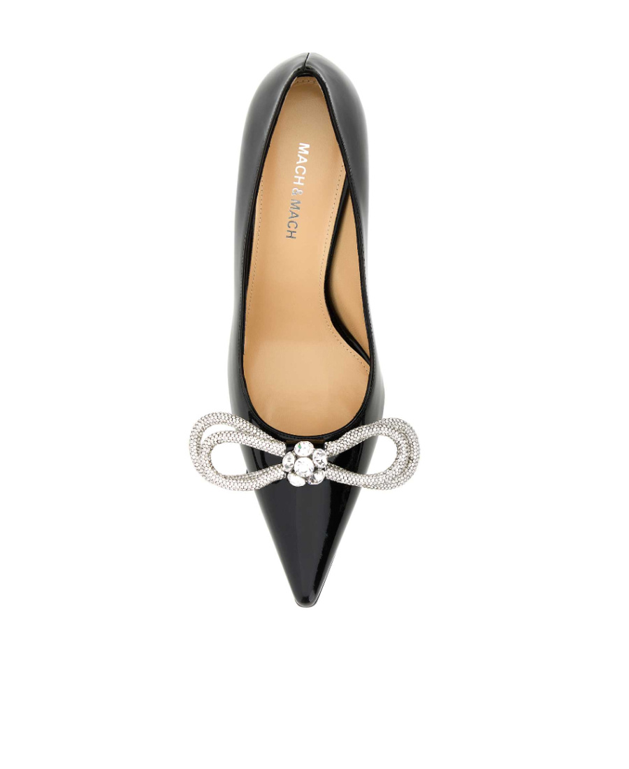 Mach&mach Black Double Bow Patent Leather 95 Heels In Black