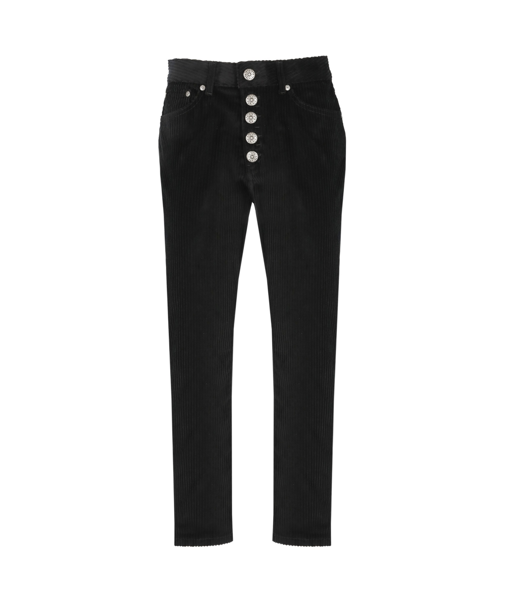 Dondup Cropped Corduroy Straight-leg Trousers In Black
