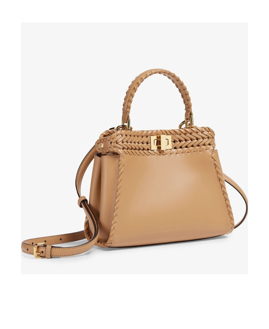Fendi Mini Peekaboo Leather Bag In Nude