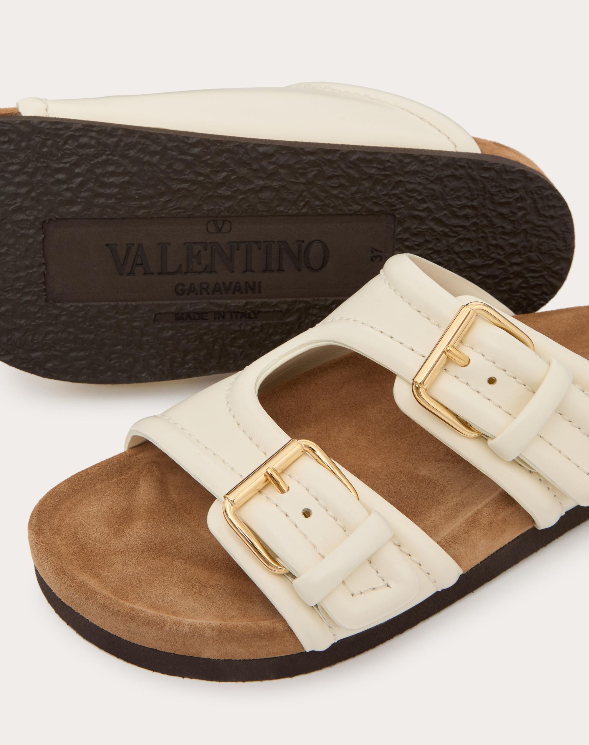 Valentino Garavani Fussfriend Calfskin Slide Sandal 30 Mm Woman Ivory 39.5 In White