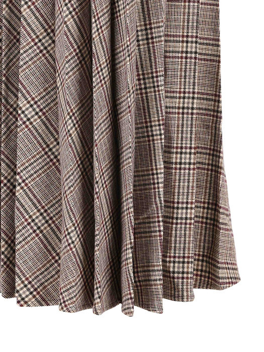 Saint Laurent Pleated Check-pattern Maxi Skirt In Brown