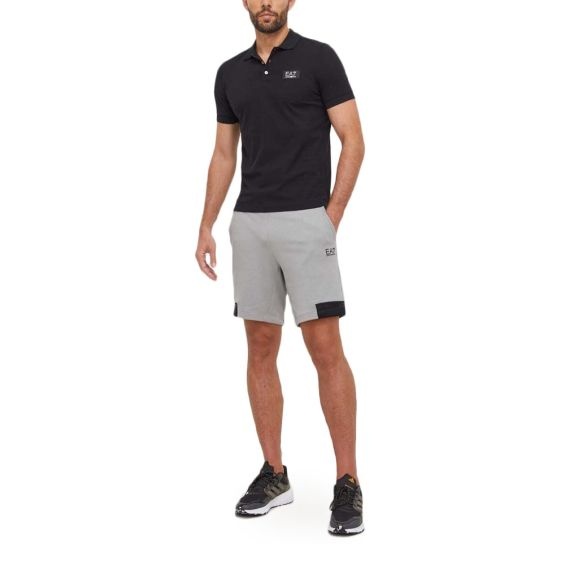 Ea7 Tennis Pro Two-tone Polo Shirt In Ventus7 Technical Fabric In Black
