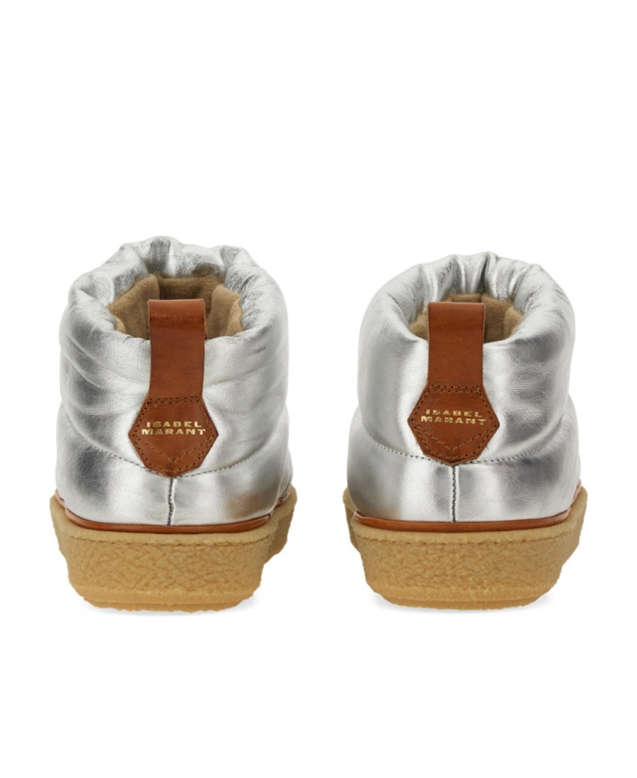 Isabel Marant "eskee" Flat Sole Metallic Finish Boots In White