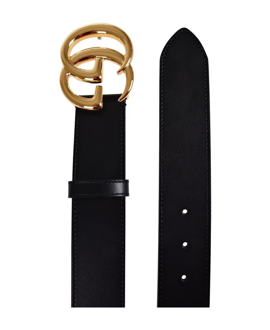GUCCI GG MARMONT LEATHER BELT WITH SHINY BUCKLE 