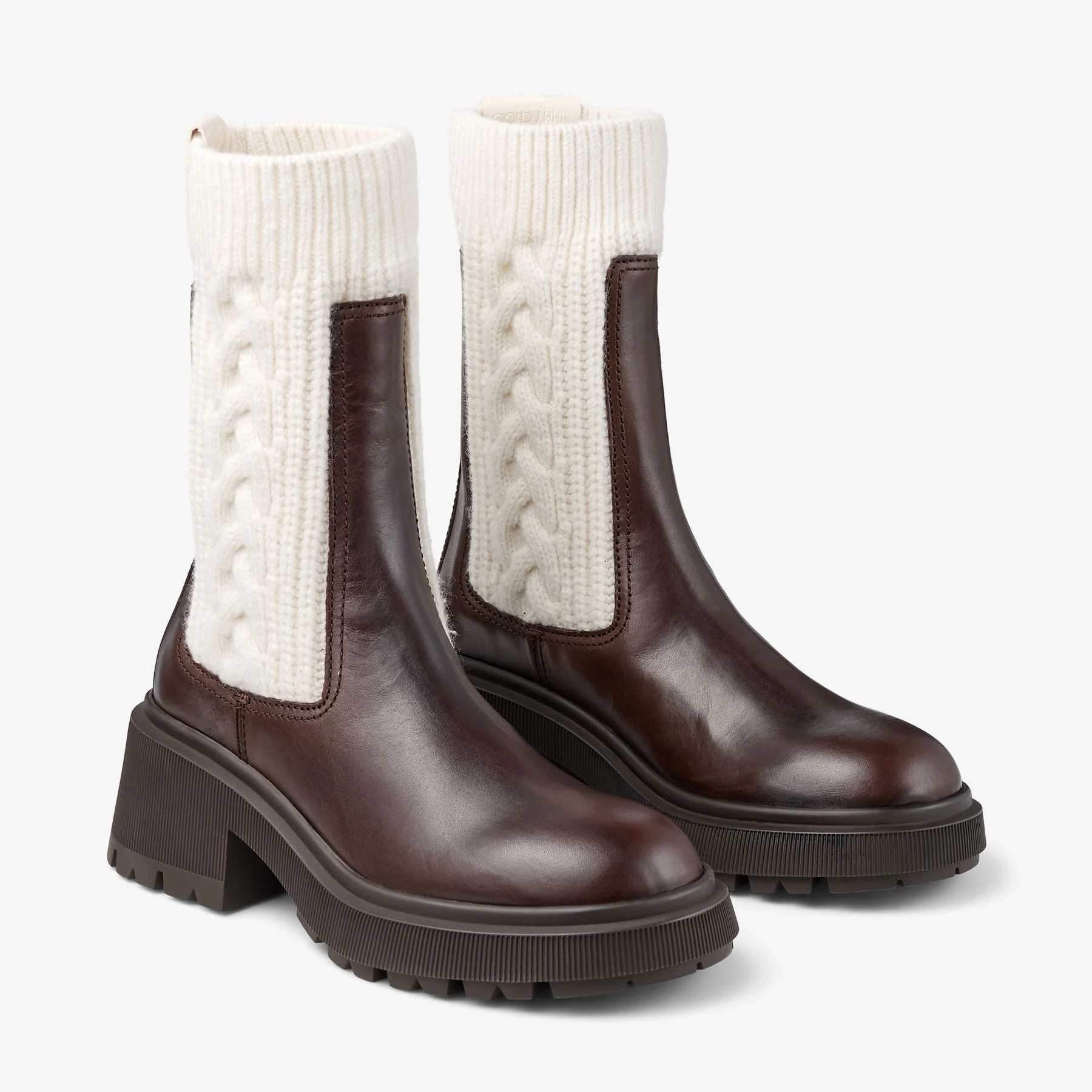 Jimmy Choo Tamia Cable-knit Leather Ankle Boots In Animal Print