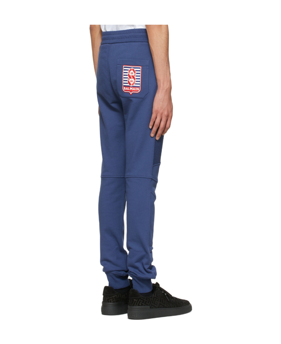 Shop Balmain Logo-print Track Pants In Blue