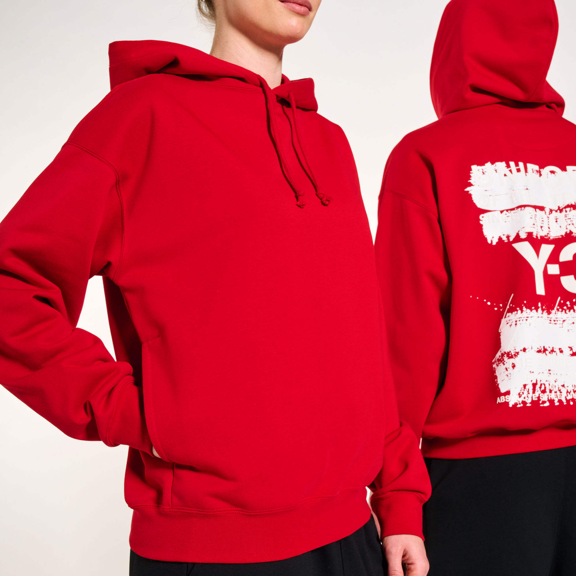 Y-3 Red Hoodie With Distinctive Graphic Print In Red