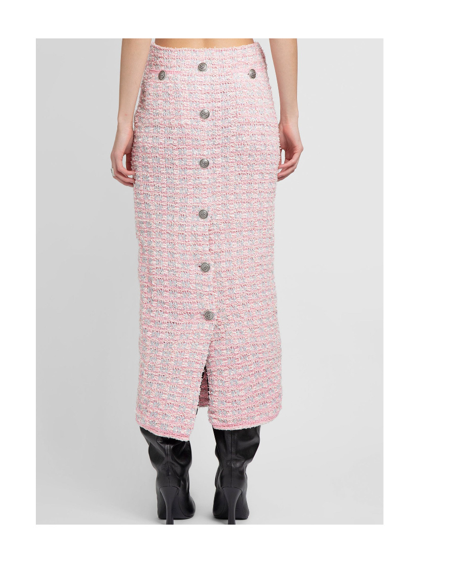 Balenciaga Back-to-front Bouclé Long Skirt In Pink