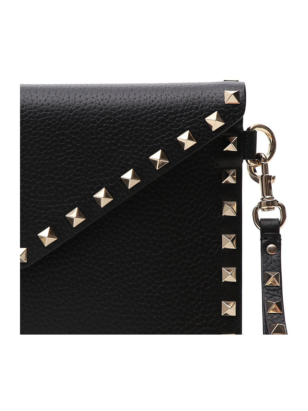 Valentino Garavani Rockstud Foldover Top Mini Clutch Bag In Black