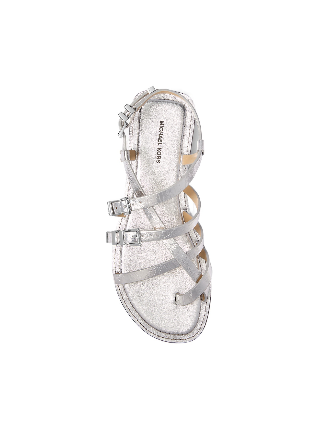 Michael Kors Round Toe Flat Sandals In White