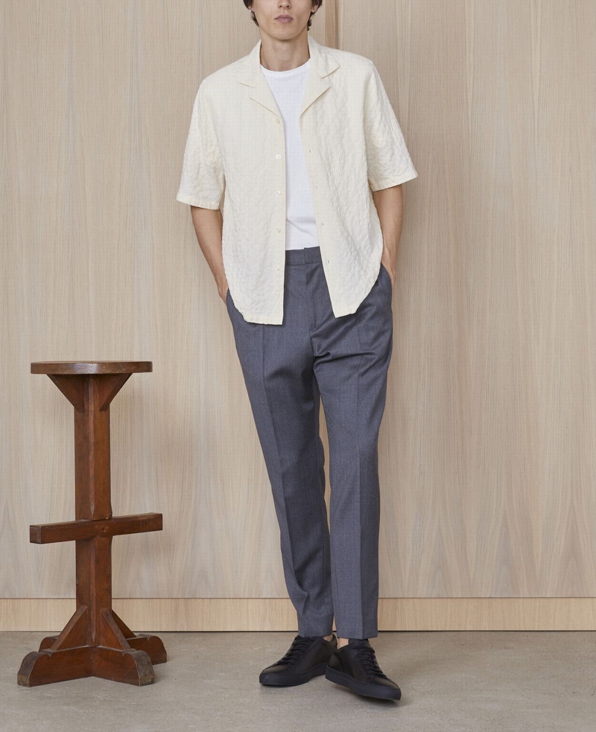 OFFICINE GENERALE WAFFLE-EFFECT SHORT-SLEEVE SHIRT