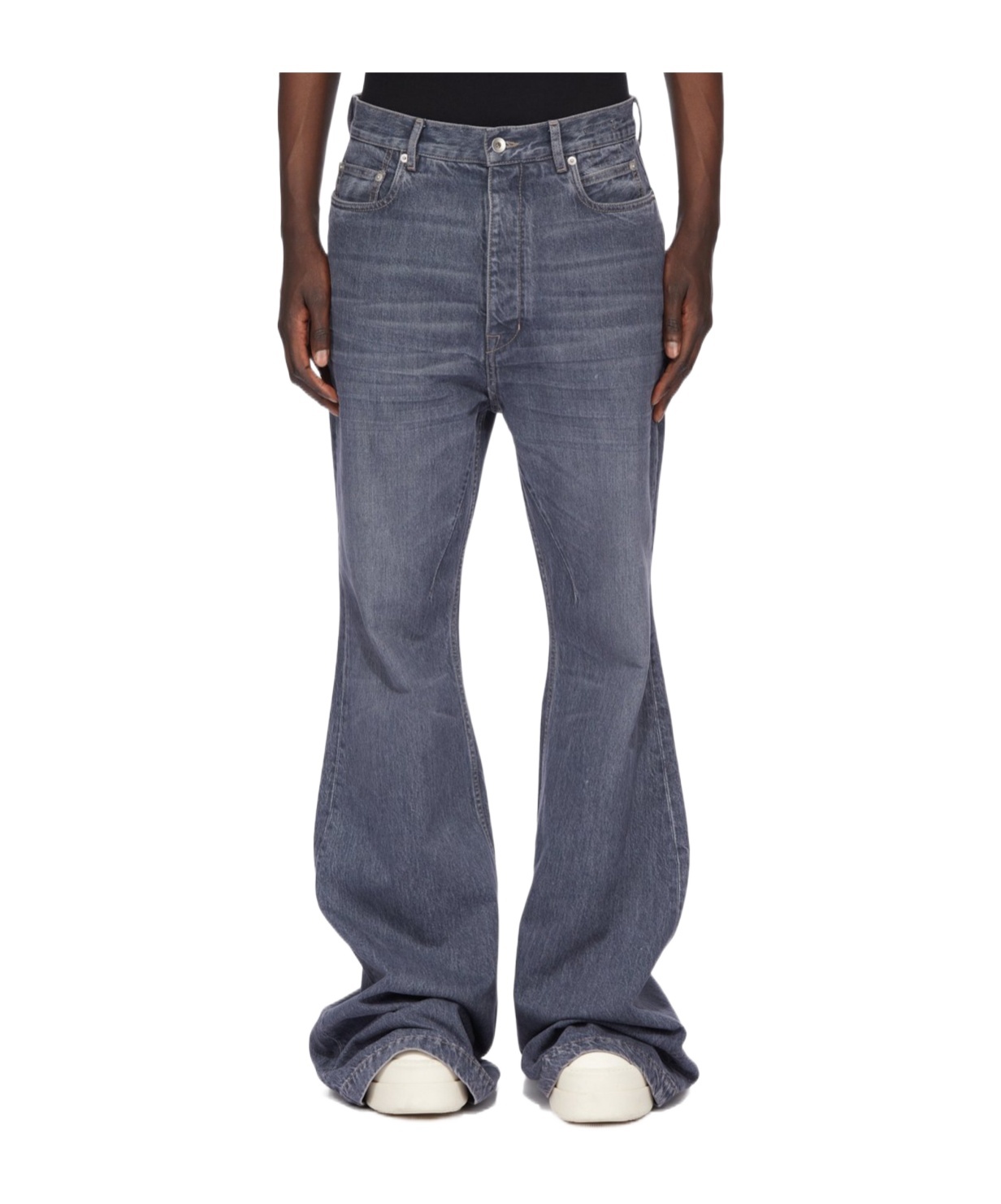 Rick Owens Drkshdw Denim Trousers With Belt Loops In Gray